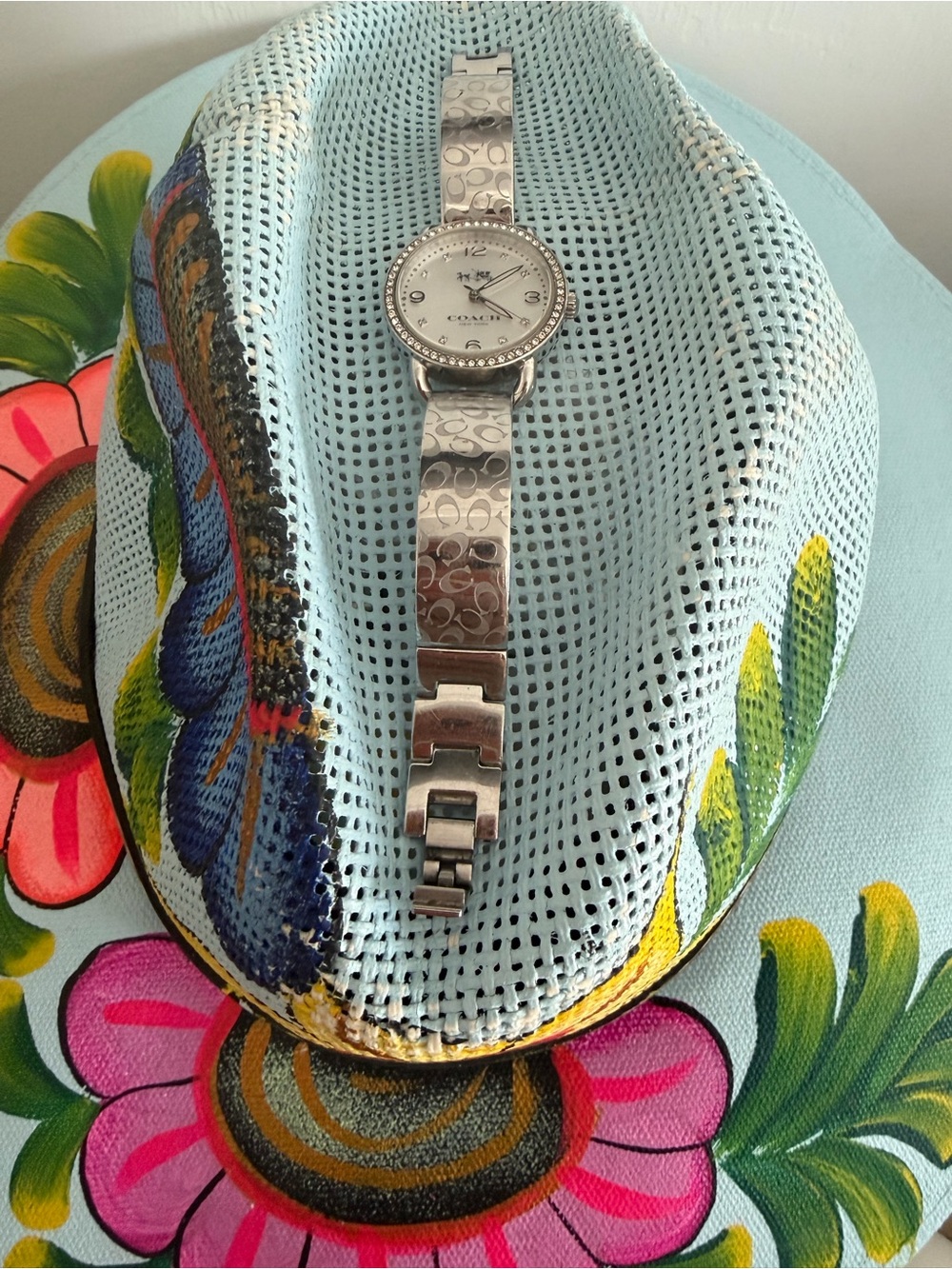 Coach Silver Stainless Steel Round Case Bracelet Watch